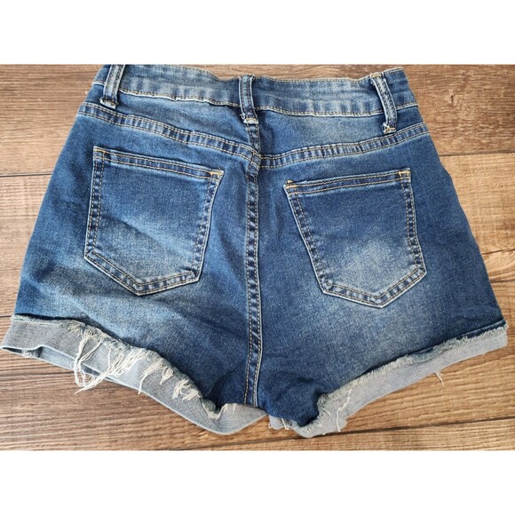 Romwe Embroidered Bees Flowers Spring Denim Shorts Womens 2 XSMALL - Picture 4 of 9